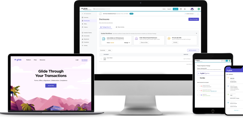 Glide.com mock ups