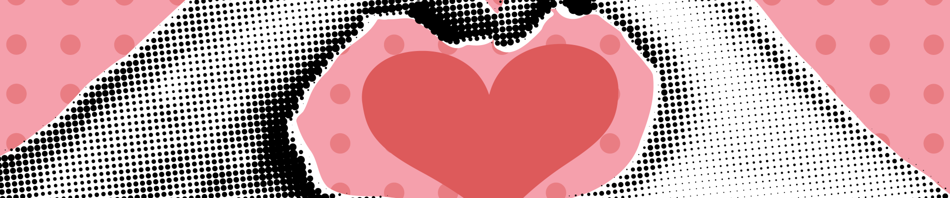 Hands making heart shape with dots