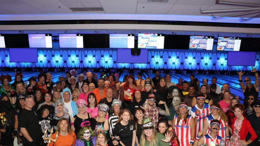 Group photo in front of lanes