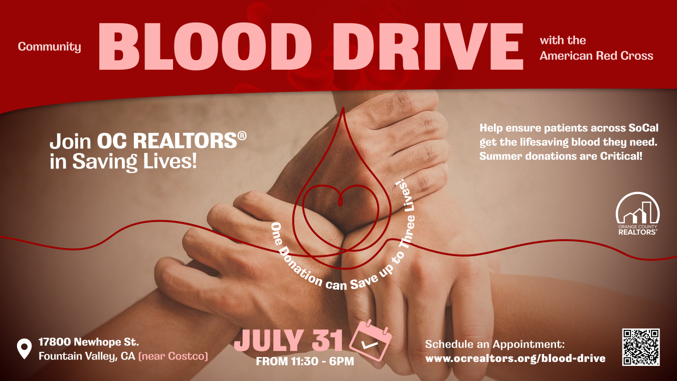 Blood Drive Flyer with image of 3 hands holding each other's wrists.