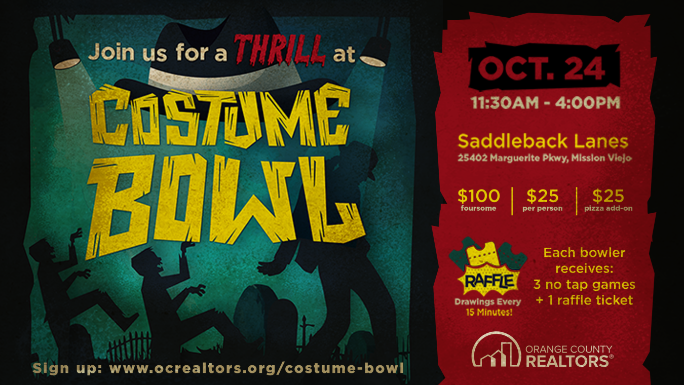 Costume Bowl Flyer with Zombies in the background doing the thriller dance