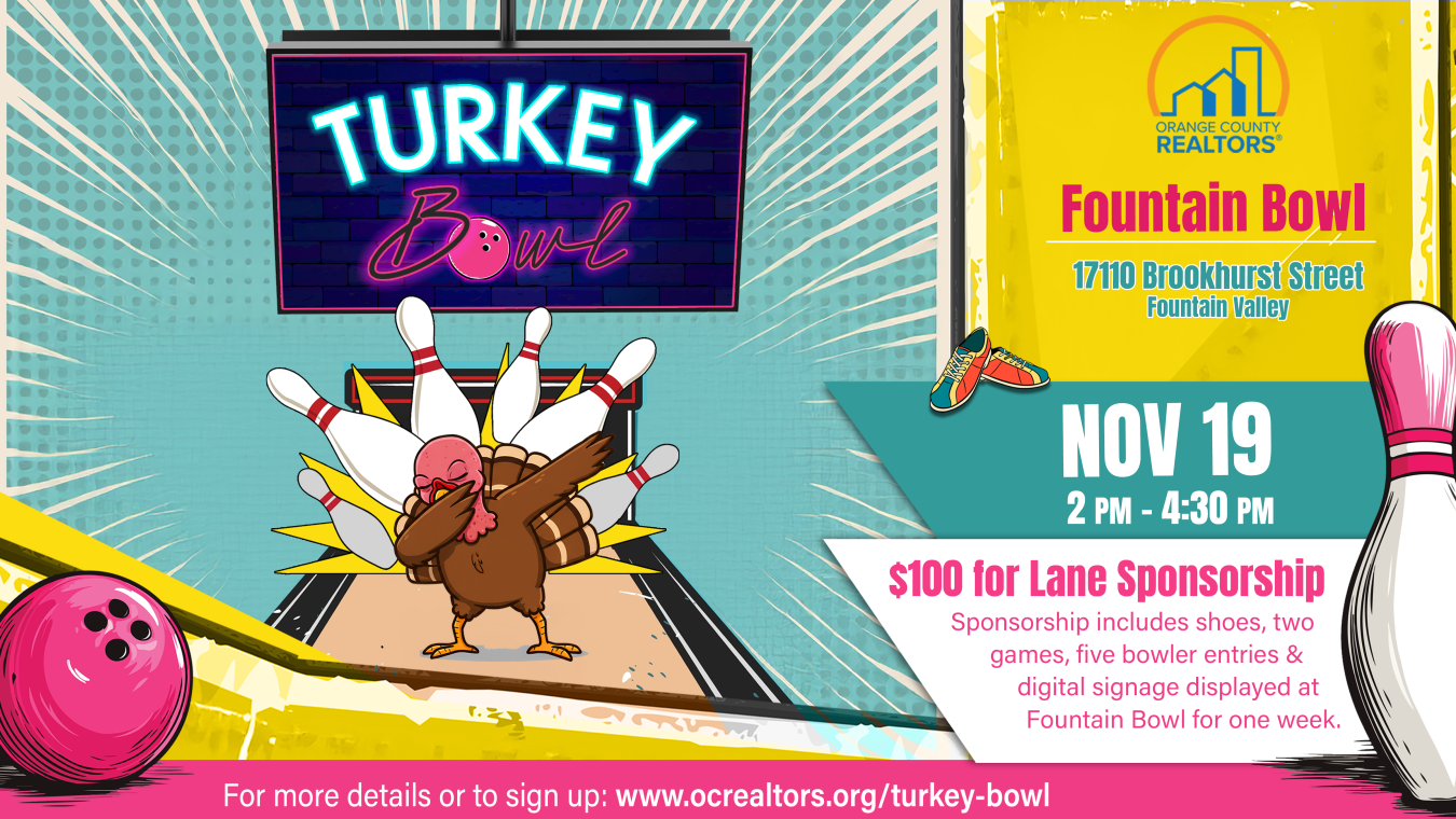 Turkey Bowl Flyer with Turkey on a Bowling Lane