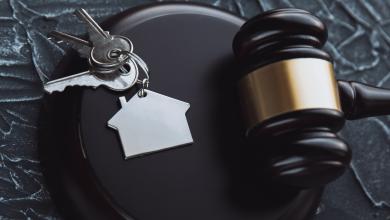 Gavel wooden and house for home buying or selling